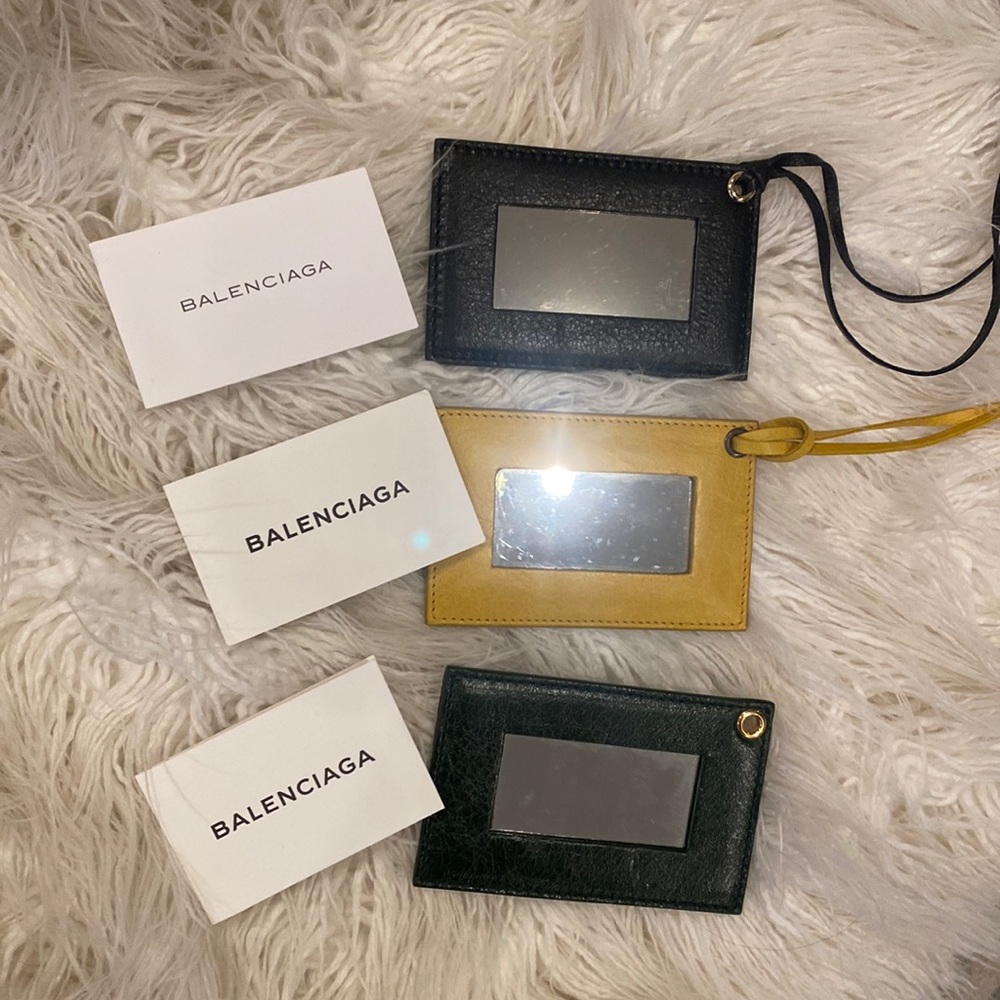 Balenciaga Moto bag, replacement mirrors. Black, yellow, green